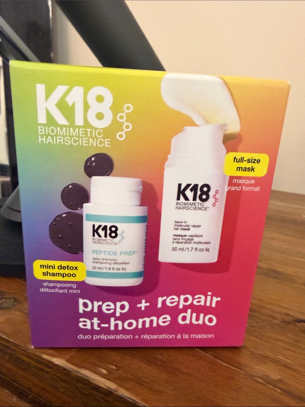 K18 Prep + Repair At-Home Duo — K18 Multicolor Hair Mask & Mini Detox Shampoo